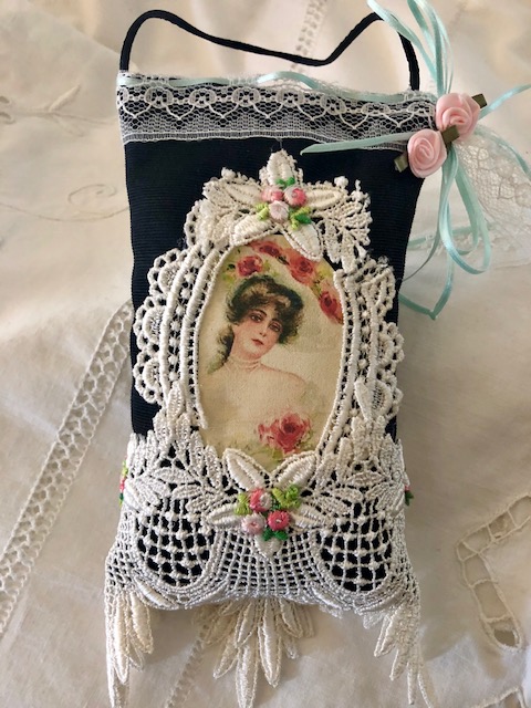 Black Moire Fabric Lavender Sachet!